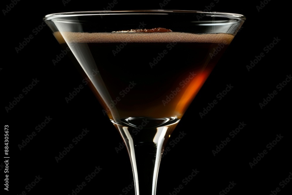 Glass cocktail glass on black background, Food photography concept. Glass cocktail glass on black background, Food photography concept.