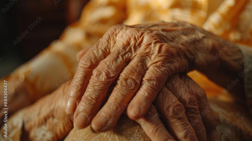 Fototapeta premium Elderly person receiving home healthcare, illustrating care for senior citizens