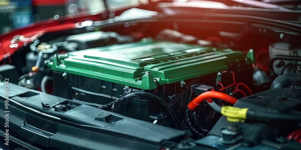 Electric Car Engine Closeup Electric Car Engine Closeup