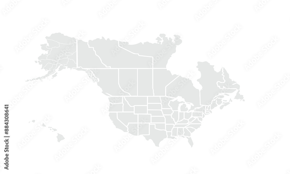 North America map illustration,isolated on white background.for website layouts, background, education, precise, customizable, Travel worldwide, map silhouette backdrop, earth geography, political. North America map illustration,isolated on white background.for website layouts, background, education, precise, customizable, Travel worldwide, map silhouette backdrop, earth geography, political.