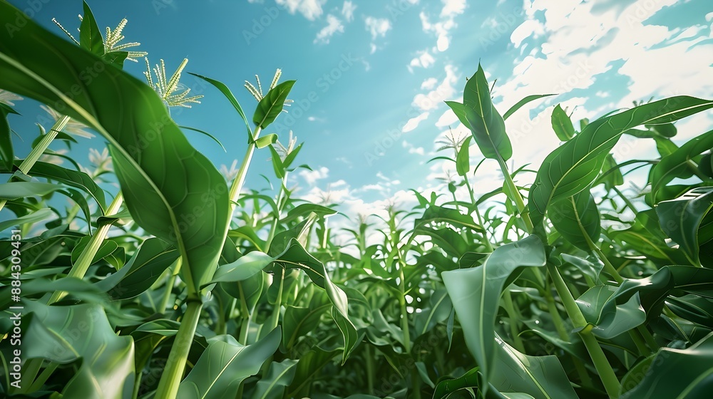Lush Vibrant GMO Crop Field with Futuristic Biotechnology Landscape Lush Vibrant GMO Crop Field with Futuristic Biotechnology Landscape