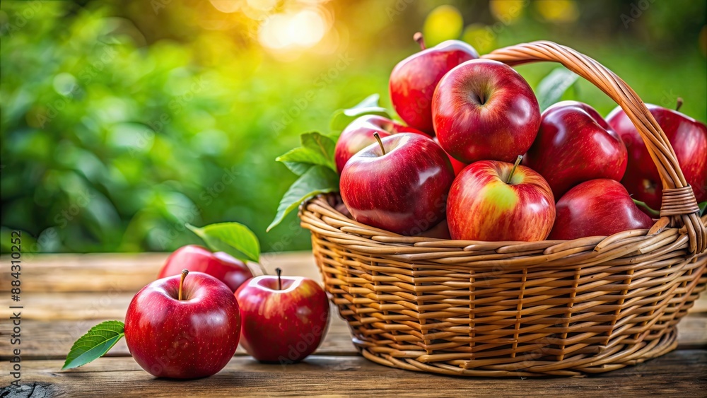 Basket filled with shiny red apples, apples, fruit, fresh, healthy, harvest, organic, natural, vibrant, agriculture, ripe, juicy Basket filled with shiny red apples, apples, fruit, fresh, healthy, harvest, organic, natural, vibrant, agriculture, ripe, juicy