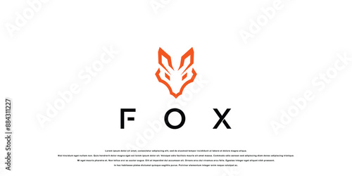 Simple fox logo design with unique concept , premium vector