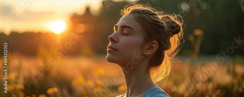 Person practicing deep breathing exercises, emphasizing stress management techniques