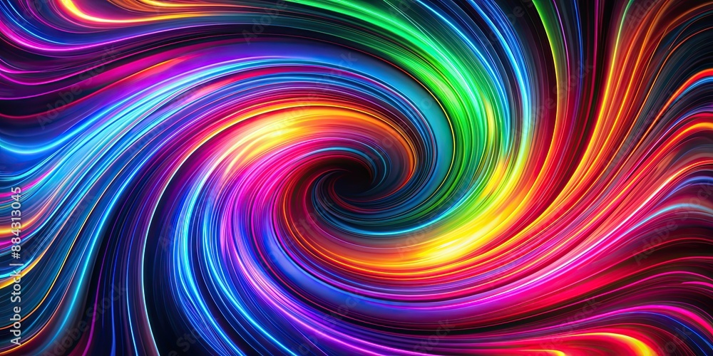Vivid neon swirl pattern on black background, creating a striking visual spectacle, neon, swirl, pattern, black, vibrant Vivid neon swirl pattern on black background, creating a striking visual spectacle, neon, swirl, pattern, black, vibrant