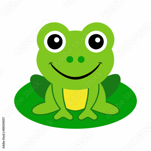 green frog on white