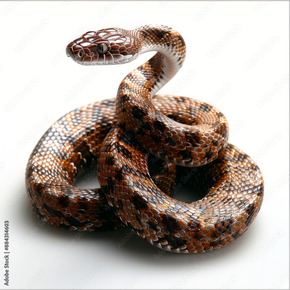 Fototapeta premium Snake on a white background. Symbol of 2025
