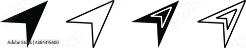 Vector navigation arrow icon set. compass icons. Map Pinpoint, GPS, Navigational Compass, Distance Marker, direction arrows elements. isolated on transparent background, used for App, Web, Print.