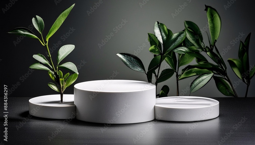 podium display for cosmetic product presentation, pedestal or platform black background podium display for cosmetic product presentation, pedestal or platform black background