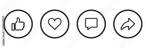 Social Media Essentials - Like, Comment, Share and Save Icons