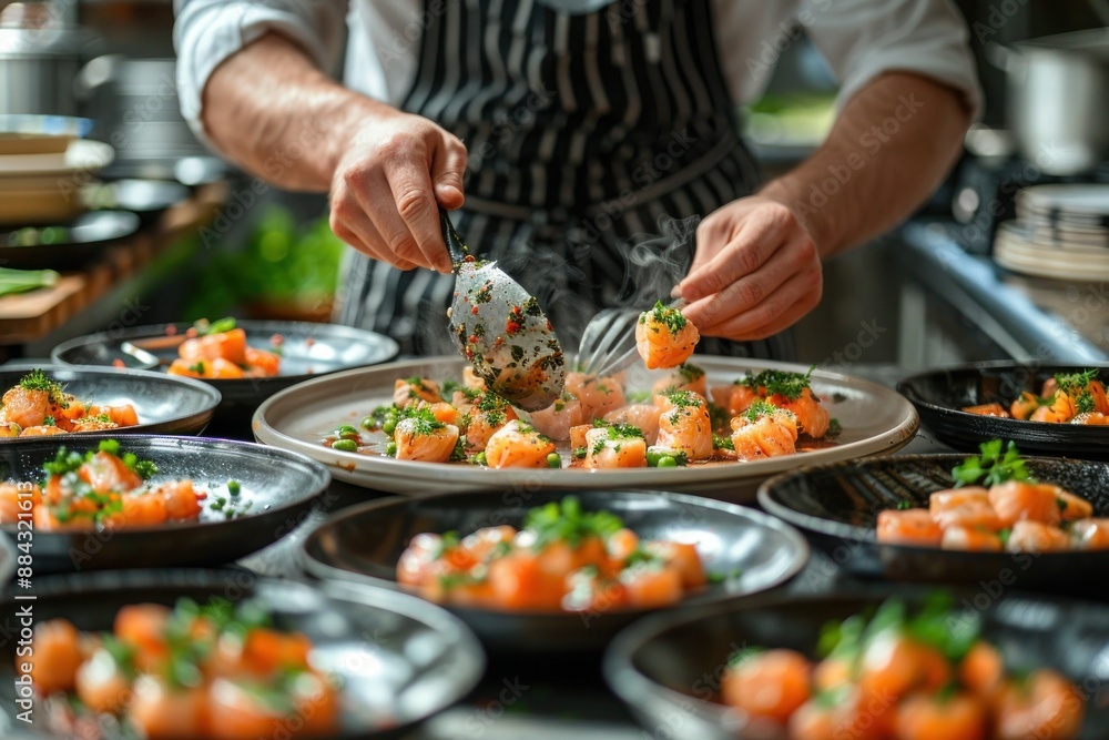 Artful Culinary Creation in Upscale Restaurant Kitchen Artful Culinary Creation in Upscale Restaurant Kitchen