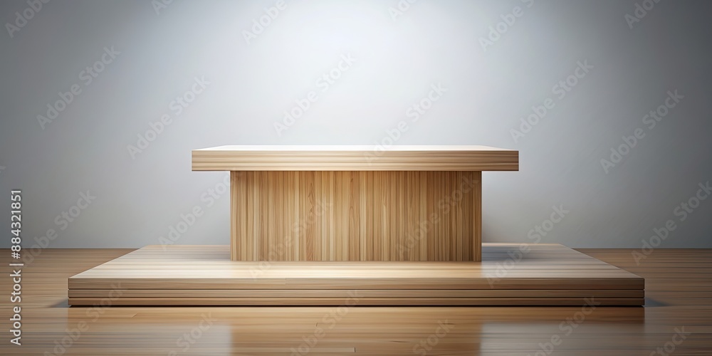 Wooden podium with sleek design for showcasing products, presentation, display, stand, marketing, advertising Wooden podium with sleek design for showcasing products, presentation, display, stand, marketing, advertising