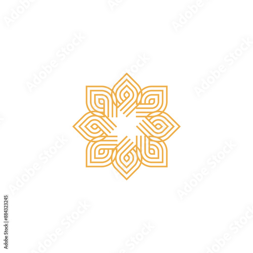 monoline lotus icon with light shape inside logo design illustration