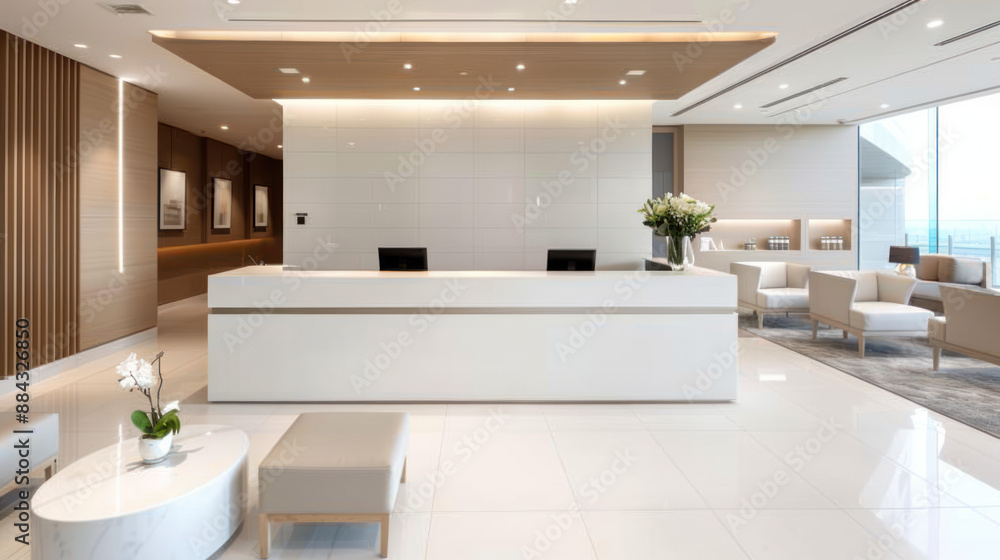 Luxury beauty and nail salon reception room with brown ornament interior