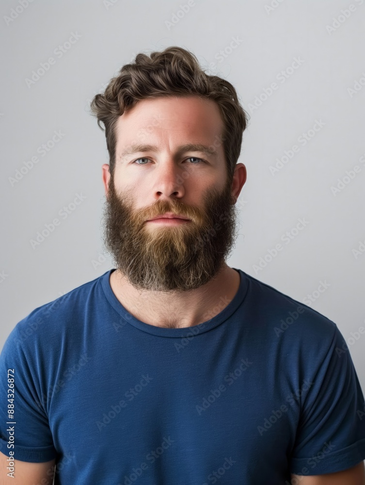 Close-up portrait of a bearded man, showcasing contemporary masculinity. Ideal for themes of modern style, men's fashion, and portrait photography Close-up portrait of a bearded man, showcasing contemporary masculinity. Ideal for themes of modern style, men's fashion, and portrait photography