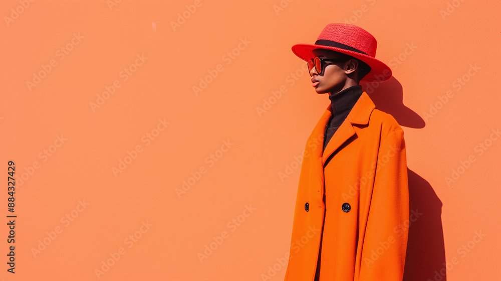 a black woman dressed in fashionable autumn attire in shades of orange and yellow, clean and stylish a black woman dressed in fashionable autumn attire in shades of orange and yellow, clean and stylish