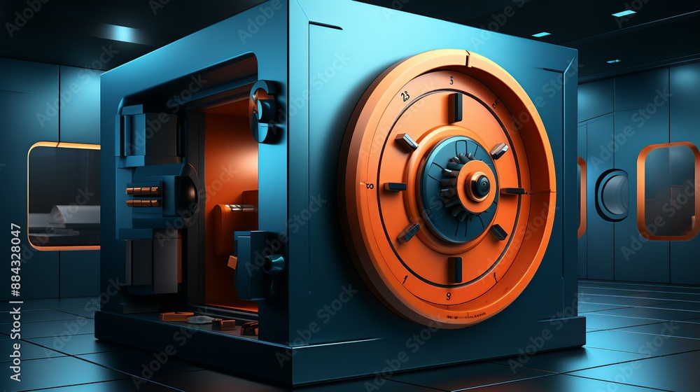 A shielded vault protecting sensitive data from cyber intruders, illustrating the importance of cybersecurity measures. Painting Illustration style, Minimal and Simple, A shielded vault protecting sensitive data from cyber intruders, illustrating the importance of cybersecurity measures. Painting Illustration style, Minimal and Simple,