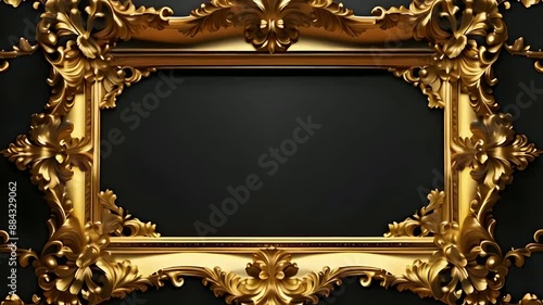 3d glassy a golden baroque frame