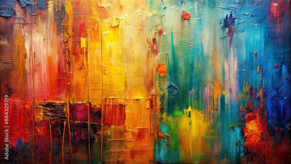 Obraz premium Abstract oil painting background on canvas with colorful textures , abstract, oil painting, background, canvas, color