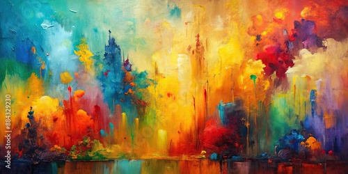Abstract oil painting background on canvas with vibrant colors and unique texture, abstract, oil painting, background © Sujid