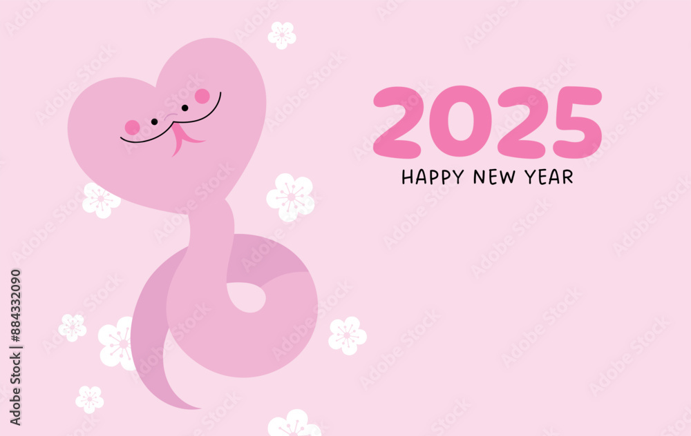 Happy chinese new year of the snake 2025 cute cartoon zodiac snake. Heart shape snake. Happy chinese new year of the snake 2025 cute cartoon zodiac snake. Heart shape snake.