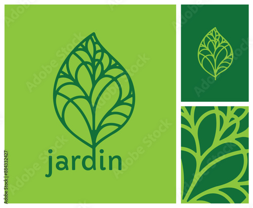 logo, identité visuelle, image de marque pour entreprise nature, paysage, jardin, biodiversité, vente de plantes, pépiniériste, paysagiste, urbaniste, environnement, avec icône, symbole, feuille