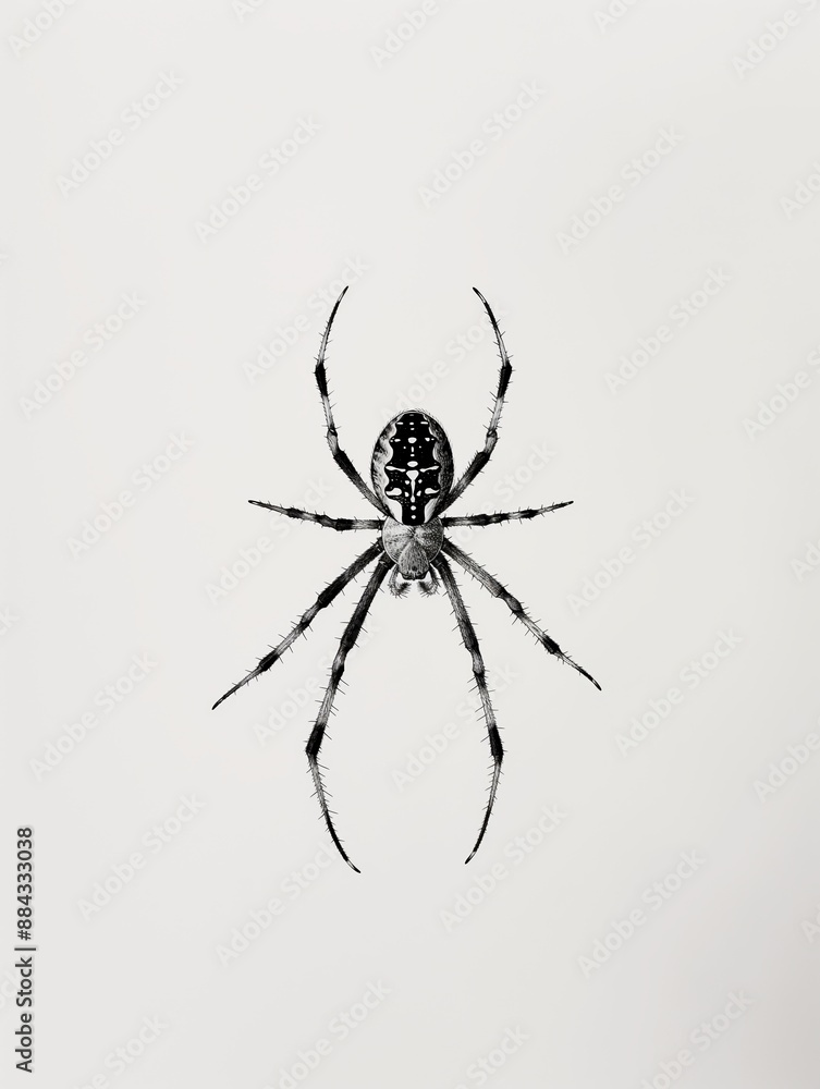 Minimalist Spider Silhouette Hanging in Black and White Minimalist Spider Silhouette Hanging in Black and White