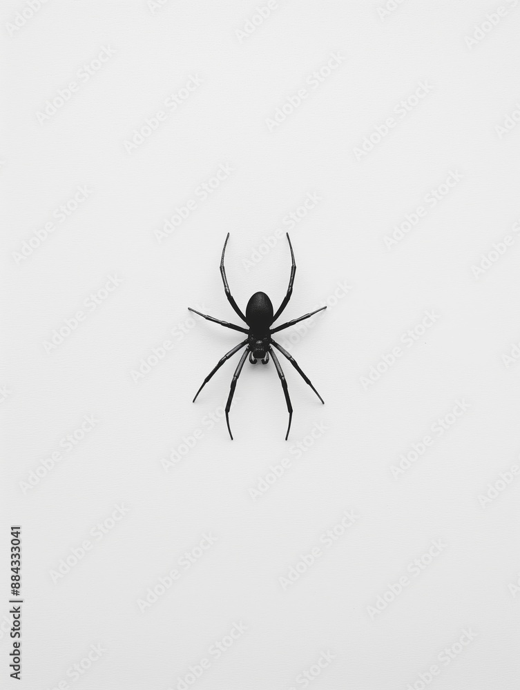 Minimalist Spider Silhouette Hanging on White Background Minimalist Spider Silhouette Hanging on White Background