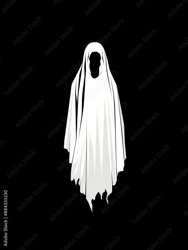 Minimalistic Halloween Ghost Design on Black Background Minimalistic Halloween Ghost Design on Black Background