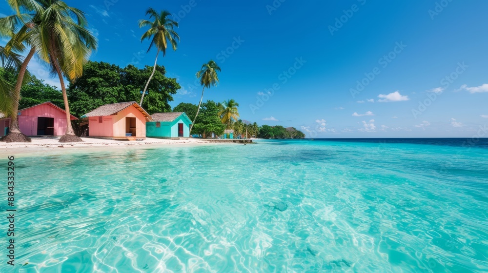 Fototapeta premium Tropical beach escape with crystal-clear waters