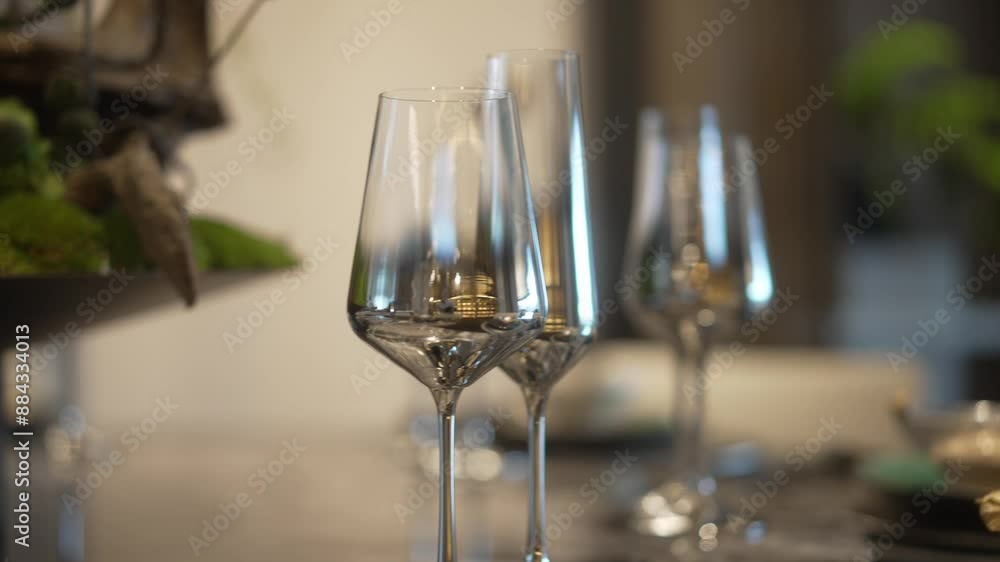 elegant glasses on dining table elegant glasses on dining table