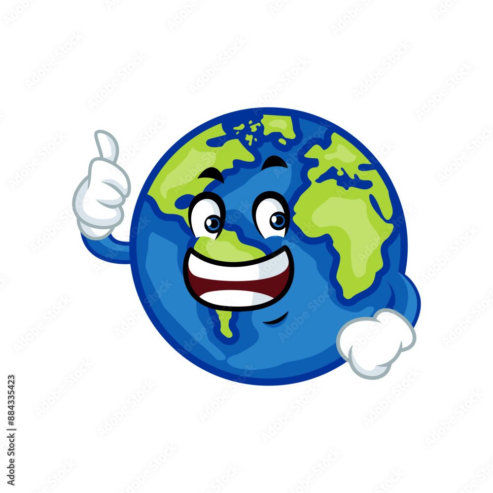 Happy cartoon Earth giving a thumbs up, promoting environmental awareness and sustainability. Happy cartoon Earth giving a thumbs up, promoting environmental awareness and sustainability.