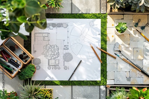 Creative garden design ideas with plants and blueprints