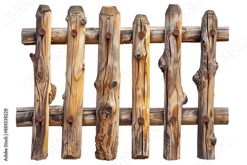 Rustic Wooden Fence Panels with Knots and Rusty Nails photo