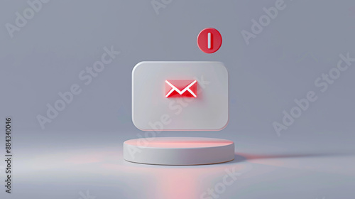 Notification alert showcasing a floating message icon with a red indicator symbolizing an unread email, emphasizing the importance of digital communication photo