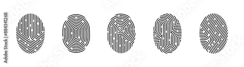 Fingerprint vector icon set. Finger prints linear icons.