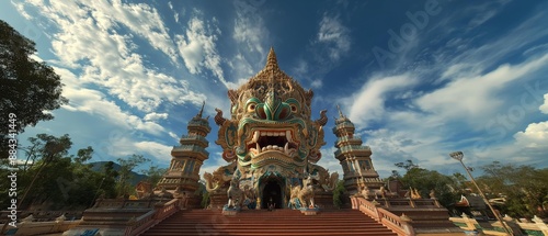 AI generator image of ravana thai art ,Wide viewing angle, panorama photo