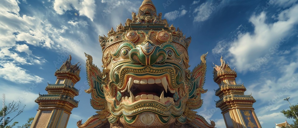 Obraz premium AI generator image of ravana thai art ,Wide viewing angle, panorama
