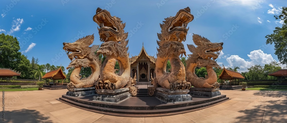 Fototapeta premium AI generator image of ravana thai art ,Wide viewing angle, panorama