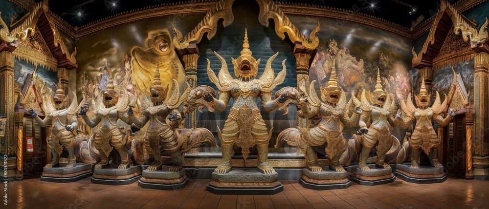 Fototapeta premium AI generator image of ravana thai art ,Wide viewing angle, panorama