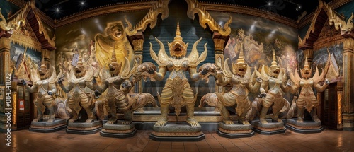 AI generator image of ravana thai art ,Wide viewing angle, panorama photo