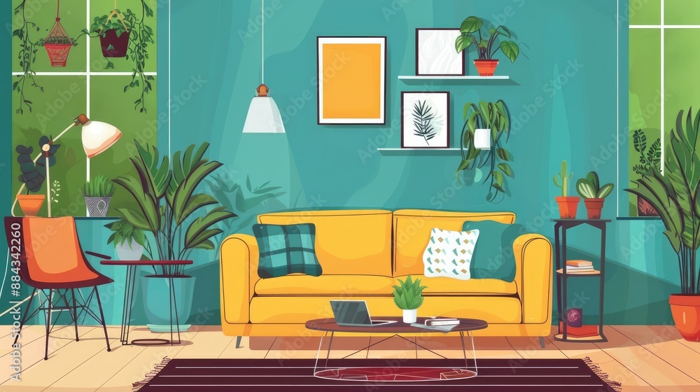 Cozy home interior with furniture ad Cozy home interior with furniture ad