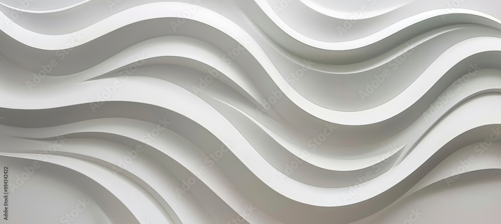 Obraz premium White Abstract Wave Wall, Architectural Detail, Flowing Lines, Modern Design, Minimalist Background