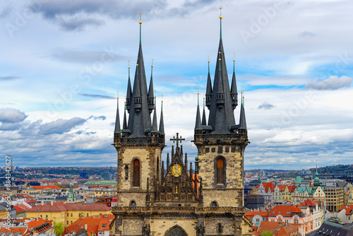 Photography Towers of the Mother of God before Tyn Church, Old Town Square, Prague, Bohemia,
