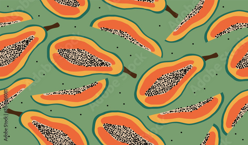 Cute papaya fruits pattern background vector design