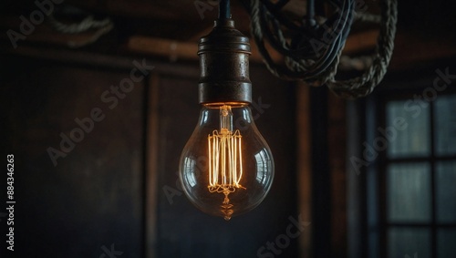 Obraz na płótnie A closeup of a vintage Edison bulb w salonie