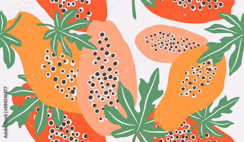 Cute papaya fruits pattern background vector design