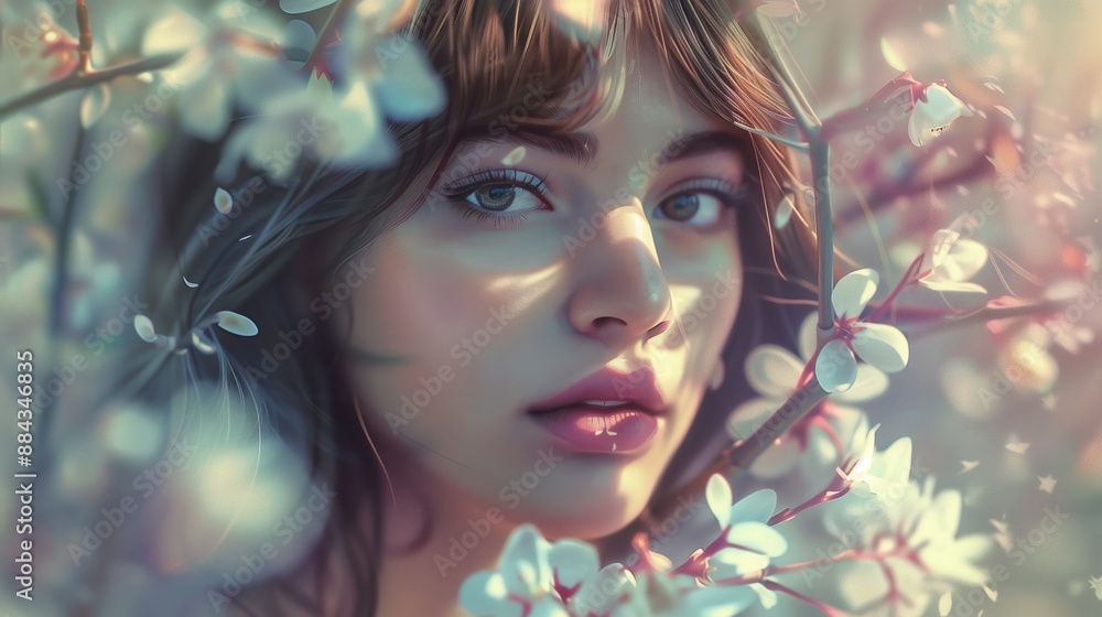 a captivating, soft focus portrait with an artistic flair, highlighting the woman natural beauty and creating a sense of dreamy nostalgia. a captivating, soft focus portrait with an artistic flair, highlighting the woman natural beauty and creating a sense of dreamy nostalgia.