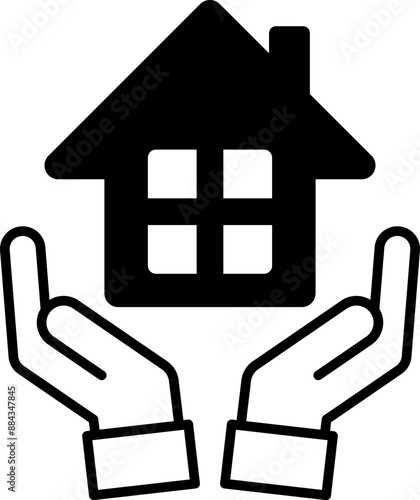 家と手のアイコン（real estate icon. home house hands）
