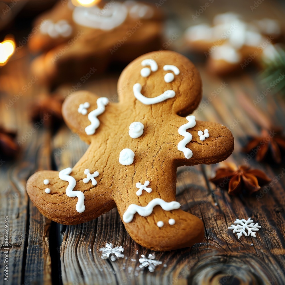Festive Gingerbread Man Icon with Sweet Icing Decorations Festive Gingerbread Man Icon with Sweet Icing Decorations